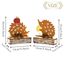Valery Madelyn 2er Herbstdeko Igel Deko Figuren mit LED Timer aus Rost Bunt Metall,Holz Sockel,Beidseitig Rostig,Herbst Deko Innen Ornament für Tisch Fenster,Geschenk Fall Decor Halloween,15/16cm