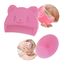 2 Stück Baby kamm und Badebürste für milchschorf, Neugeborene Haarkamm, Weichen Massagebürste Haarbürste, schorfkamm, kamm gegen milchschorf baby Entfernen kind (Rosa – Kamm und Bürste)