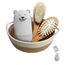 Baby 7 in 1 Pflegeset, Nagelschere, Nagelfeile, Pinzette, Naturholz-Haarkamm, Aufbewahrungskorb，für Kinder und Neugeborene in einer schönen Geschenkbox.