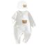 1 Pack Baby Bodysuit, 1-3 Months Neugeborenes Baby warme Baumwolle Bodysuit mit Hut, 100% Baumwolle Kleinkind Homewear verdickt Frühling und Herbst Kleidung (weiß, 1-3 Months)