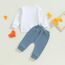 Geagodelia Baby Jungen Kleidung Outfit Babykleidung Set Langarmshirt Sweatshirt + Hose Neugeborene Weiche Babyset Mama's Boy Zweiteiler (A - Weiß & Blau, 0-6 Monate)