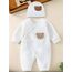 1 Pack Baby Bodysuit, 1-3 Months Neugeborenes Baby warme Baumwolle Bodysuit mit Hut, 100% Baumwolle Kleinkind Homewear verdickt Frühling und Herbst Kleidung (weiß, 1-3 Months)