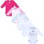 MEA BABY Unisex Langarm Body aus 100% Baumwolle im 5er Pack, Mit Aufdruck für Mädchen und Jungen (98, Mädchen 2)