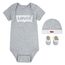 Levi's Kids Klassische Fledermausmütze für Jungen, Bodysuit, Stiefelette, 3-teiliges Baby- und Kleinkinder-Baby-Set