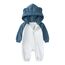 Alunsito Schneeanzug für Neugeborene, langärmlig, Reißverschluss, Bärenohren, Kapuzenoverall, Outfits, warmer Kapuzenoverall für Kleinkinder, 73, Blau, Grau, 6–9 Monate
