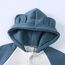 Alunsito Kleidung für Kleinkinder, Jungen und Mädchen, Reißverschluss, langärmlig, Bärenohren, Kapuzenoverall, Strampler, Outfit, Herbst/Winter, warme Kleidung, 59, Blau, Grau, 0–3 Monate