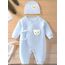 Babyfond 1 Pack Baby Bodysuit, Neugeborenes Baby warme Baumwolle Bodysuit mit Hut, 100% Baumwolle Kleinkind Homewear verdickt Frühling und Herbst Kleidung (Blau, 0-1Monate)