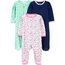 Simple Joys by Carter's Baby Mädchen 3-Pack Sleep and Play Sleepers, Marineblau Punkte/Minzgrün Floral/Weiß Blumen, 3-6 Monate (3er Pack)