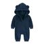 Alunsito Säuglingsbabys Mädchen Kleidung Reißverschluss Fleece Bärenohr mit Kapuze-Jumpsuit Langarm ein Stück warme Kleidung 80 dunkelblau 9-12 Monate