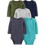 Simple Joys by Carter's Unisex Baby Long-Sleeve Bodysuit Pack of 5 Body, Blau/Grau Meliert/Marineblau/Olivgrün/Verwaschenes Marineblau, 18 Monate (5er Pack)