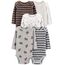 Simple Joys by Carter's Unisex Baby Long-Sleeve Bodysuit Pack of 5 Body, Bär/Streifen/Waldtiere, 3-6 Monate (5er Pack)