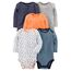 Simple Joys by Carter's Unisex Baby Long-Sleeve Bodysuit Pack of 5 Body, Blau/Grau Meliert/Marineblau Streifen/Orange/Weiß Segelboote, 6-9 Monate (5er Pack)