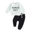 Geagodelia Baby Jungen Kleidung Outfit Babykleidung Set Langarmshirt Sweatshirt + Hose Neugeborene Weiche Babyset Mama's Boy Zweiteiler (C - Weiß & Schwarz, 0-6 Monate)
