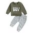 Geagodelia Baby Jungen Kleidung Outfit Babykleidung Set Langarmshirt Sweatshirt + Hose Neugeborene Weiche Babyset Mama's Boy Zweiteiler (B - Armeegrün & Grau, 6-12 Monate)