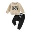 Geagodelia Baby Jungen Kleidung Outfit Babykleidung Set Langarmshirt Sweatshirt + Hose Neugeborene Weiche Babyset Mama's Boy Zweiteiler (B - Beige & Schwarz, 0-6 Monate)