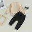 Geagodelia Baby Jungen Kleidung Outfit Babykleidung Set Langarmshirt Sweatshirt + Hose Neugeborene Weiche Babyset Mama's Boy Zweiteiler (B - Beige & Schwarz, 0-6 Monate)