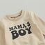 Geagodelia Baby Jungen Kleidung Outfit Babykleidung Set Langarmshirt Sweatshirt + Hose Neugeborene Weiche Babyset Mama's Boy Zweiteiler (B - Beige & Schwarz, 0-6 Monate)
