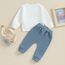 Geagodelia Baby Jungen Kleidung Outfit Babykleidung Set Langarmshirt Sweatshirt + Hose Neugeborene Weiche Babyset Mama's Boy Zweiteiler (B - Weiß & Blau, 2-3 Jahre)