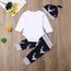 Geagodelia 3tlg Babykleidung Set Baby Jungen Langarm Body + Hose + Mütze Kleinkinder Neugeborene Weiche Warme Baumwolle Babyset Bekleidung (3-6 Monate, Little Man (Weiß + Blau-Elk))