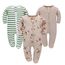 Neugeborenes Baby Jungen Mädchen Strampler mit Fuß Baby Schlafanzug Einteilige Lange Ärmel Overall Säuglings Frühling Herbst Body, 3er-Pack (Aprikose, 3-6M)
