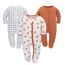 Neugeborenes Baby Jungen Mädchen Strampler mit Fuß Baby Schlafanzug Einteilige Lange Ärmel Overall Säuglings Frühling Herbst Body, 3er-Pack (Orange, 9-12M)