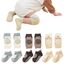 Mezrkuwr Baby Krabbeln Set: 3 Paar Knieschoner & Socken mit Anti Rutsch Gummipunkte für Kleinkinder 0-12 Monate