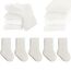 QIYIENDIAN 5 Paare Kleinkind Crew Socken weiche Baumwolle Socken elastische Baby solide Farben für Kinder Jungen Mädchen（White,5-8Y