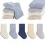 QIYIENDIAN 5 Paare Kleinkind Crew Socken weiche Baumwolle Socken elastische Baby solide Farben für Kinder Jungen Mädchen（Blue,3-5Y