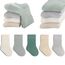 QIYIENDIAN 5 Paare Kleinkind Crew Socken weiche Baumwolle Socken elastische Baby solide Farben für Kinder Jungen Mädchen（Green,6-12M