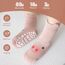 SockWaddles Stoppersocken Kinder Baby, 5 Paar ABS Atmungsaktiv Antirutschsocken Kinder, Krabbelsocken Baby Baumwolle, Jungen und Mädchen Crew Socken mit Rosa Schwein