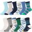 ANTSANG Stoppersocken Kinder Baby Jungen Socken Anti Rutsch / Rutschfeste Geschenk Socken Baumwolle Antirutschsocken für Kinder Jungen Kleinkind 12 Paar(Blau gestreift,24-26)