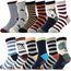 ANTSANG Stoppersocken Kinder Baby Jungen Socken Anti Rutsch / Rutschfeste Geschenk Socken Baumwolle Antirutschsocken für Kinder Jungen Kleinkind 12 Paar(Braun gestreift (12 Paar),24-26)