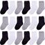 Duufin 18 Paar Kleinkinder Crew-Socken Kleine Kids Socken Kindersocken Solid Crew Socken Kinder Jungen Mädchen, Schwarz Weiß Grau, 4–6 Jahre
