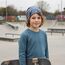 Wollhuhn Kinder Beanie – Zweilagige Longbeanie aus Jersey, wendbar & weich – innen grau – Handmade in Deutschland – ganzjährig (DE/NL/SE/PL, Numerisch, 48, 50, Cool Stuff Jeansblau/Bunt)