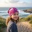 Wollhuhn Kinder Beanie – Zweilagige Longbeanie aus Jersey, wendbar & weich – innen grau – Handmade in Deutschland – ganzjährig (DE/NL/SE/PL, Numerisch, 48, 50, Einhörner Beere)