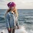 Wollhuhn Kinder Beanie – Zweilagige Longbeanie aus Jersey, wendbar & weich – innen grau – Handmade in Deutschland – ganzjährig (DE/NL/SE/PL, Numerisch, 48, 50, Einhörner Beere)