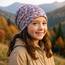 Wollhuhn Kinder Beanie – Zweilagige Longbeanie aus Jersey, wendbar & weich – innen grau – Handmade in Deutschland – ganzjährig (DE/NL/SE/PL, Numerisch, 48, 50, Blümchen Dark/Pastell)