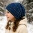 Wollhuhn Kinder Beanie – Zweilagige Longbeanie aus Jersey, wendbar & weich – mit Grauer Innenseite – Handmade in Deutschland – ganzjährig tragbar (Galaxy Sprenkel Blau, S, 48-50)