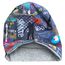 Wollhuhn Kinder Beanie – Zweilagige Longbeanie aus Jersey, wendbar & weich – innen grau – Handmade in Deutschland – ganzjährig (DE/NL/SE/PL, Numerisch, 48, 50, Cool Stuff Jeansblau/Bunt)