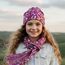 Wollhuhn Kinder Beanie – Zweilagige Longbeanie aus Jersey, wendbar & weich – innen grau – Handmade in Deutschland – ganzjährig (DE/NL/SE/PL, Numerisch, 52, 54, Blumen Beere)