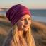 Wollhuhn Kinder Beanie – Zweilagige Longbeanie aus Jersey, wendbar & weich – innen grau – Handmade in Deutschland – ganzjährig (DE/NL/SE/PL, Numerisch, 52, 54, Lines Beere)