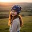 Wollhuhn Kinder Beanie – Zweilagige Longbeanie aus Jersey, wendbar & weich – innen grau – Handmade in Deutschland – ganzjährig (DE/NL/SE/PL, Numerisch, 52, 54, Einhörner Dunkelblau)