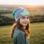 Wollhuhn Kinder Beanie – Zweilagige Longbeanie aus Jersey, wendbar & weich – innen grau – Handmade in Deutschland – ganzjährig (DE/NL/SE/PL, Numerisch, 52, 54, Big Stars Grau/Mint)