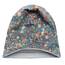 Wollhuhn Kinder Beanie – Zweilagige Longbeanie aus Jersey, wendbar & weich – mit Grauer Innenseite – Handmade in Deutschland – ganzjährig tragbar (Splatter Oliv/Orange, M, 52-54)
