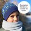 Wollhuhn ÖKO Leichte Mädchen/Jungen Beanie-Mütze Bündchen Elastisch Übergangszeit/Sommer Kinder-Mütze Baumwolle (Öko-Stoffe, Bio) 22222235 (Coole Dinos Blau/Grau, M)