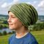 Wollhuhn Kinder Beanie – Zweilagige Longbeanie aus Jersey, wendbar & weich – innen grau – Handmade in Deutschland – ganzjährig (DE/NL/SE/PL, Numerisch, 52, 54, Lines Grün)
