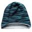 Wollhuhn ÖKO Wärmere Mädchen/Jungen Lässige Lines Long-Beanie/Wende-Mütze Ganzjährig (aus Öko-Stoffen, Bio) 20022002 (Lines schwarz/türkis, XS)