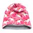 Wollhuhn Kinder Beanie – Zweilagige Longbeanie aus Jersey, wendbar & weich – innen grau – Handmade in Deutschland – ganzjährig (DE/NL/SE/PL, Numerisch, 52, 54, Happy Unicorn/Einhörner Pink/Rosa)