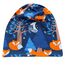 Wollhuhn Kinder Beanie – Zweilagige Longbeanie aus Jersey, wendbar & weich – innen grau – Handmade in Deutschland – ganzjährig (DE/NL/SE/PL, Numerisch, 48, 50, Nightfox Dunkelblau/Orange)