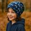 Wollhuhn Kinder Beanie – Zweilagige Longbeanie aus Jersey, wendbar & weich – innen grau – Handmade in Deutschland – ganzjährig (DE/NL/SE/PL, Numerisch, 56, 58, Traktor/Trecker Dunkelblau)